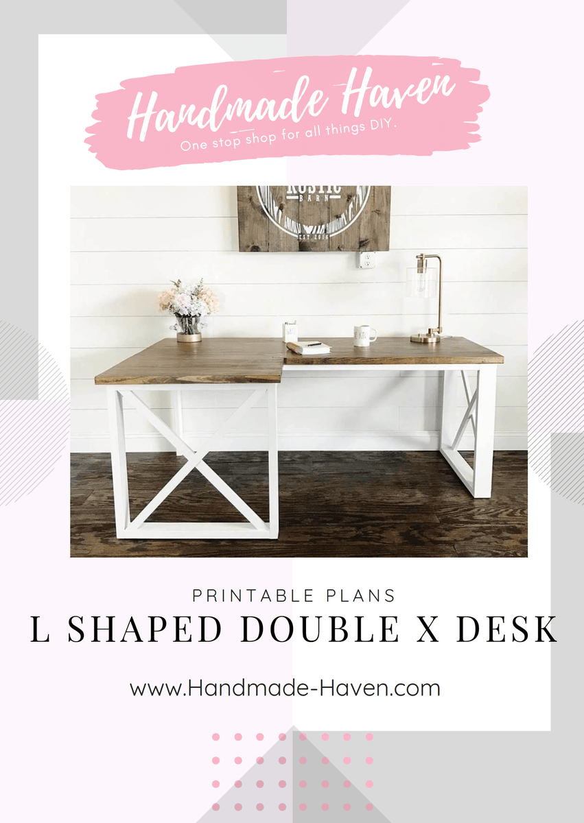 L shaped double x best sale desk