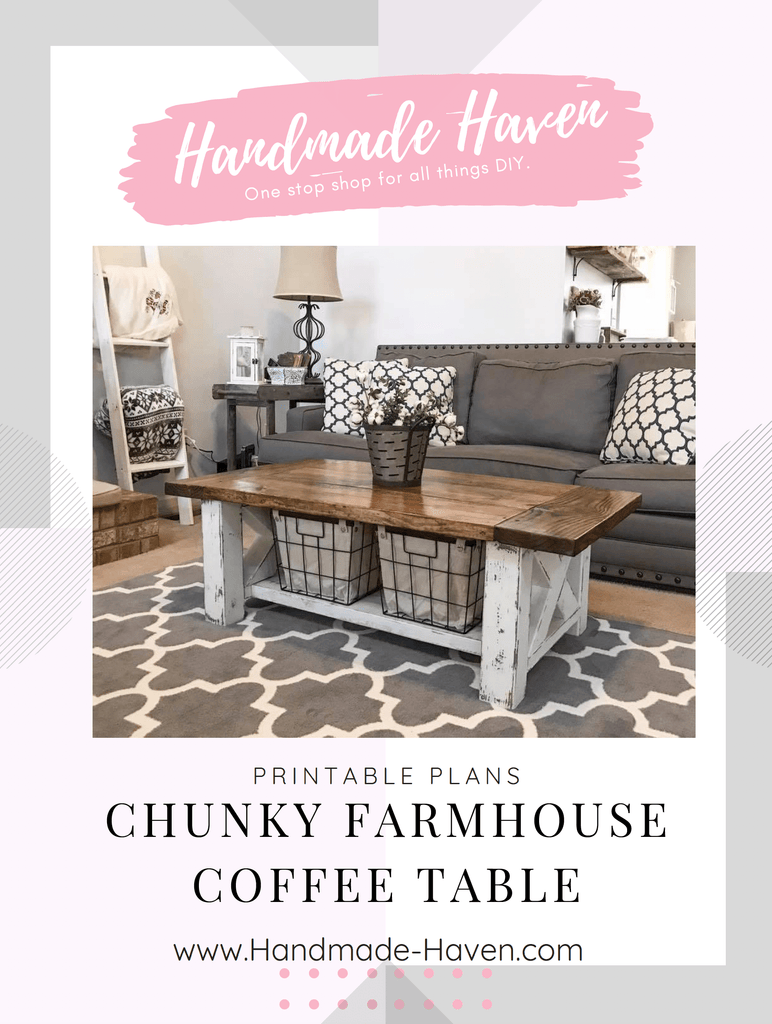 Chunky Farmhouse Coffee Table Printable Plans