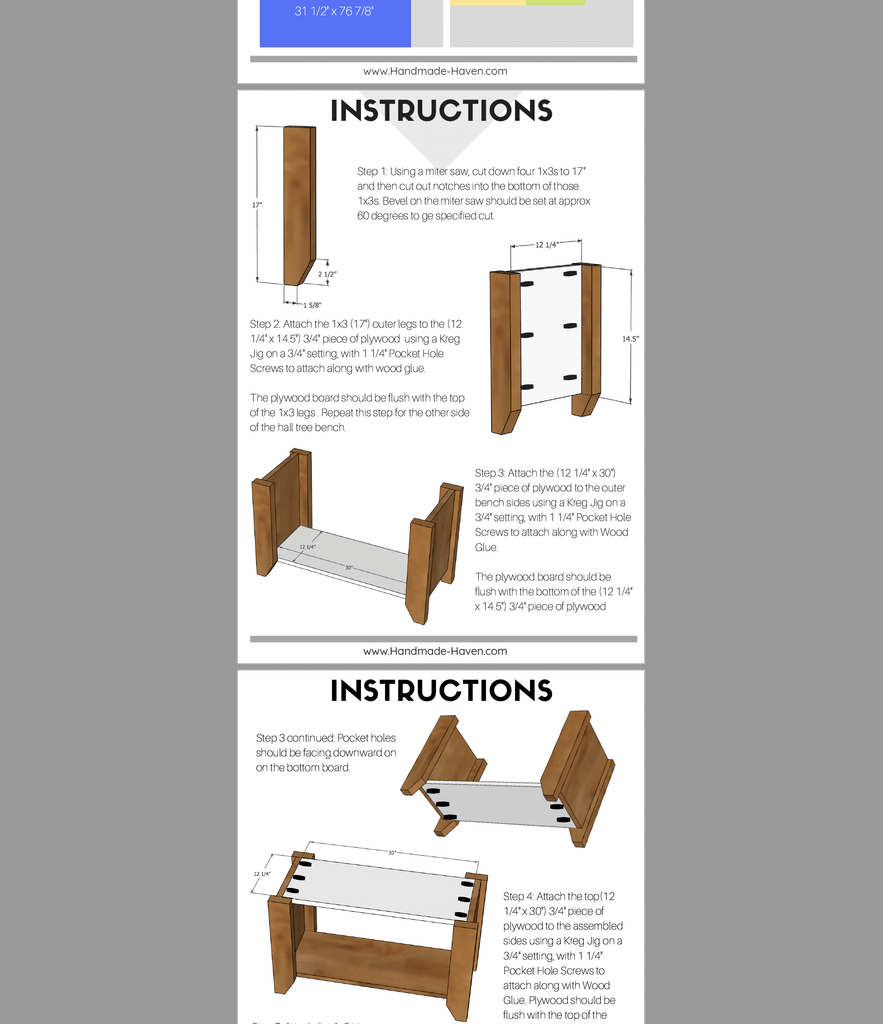 DIY Hall Tree Bench - Printable Plans