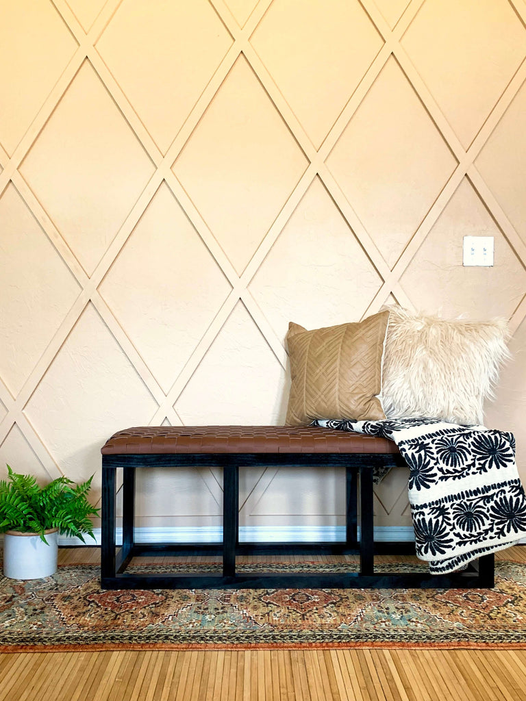 DIY Leather Woven Bench