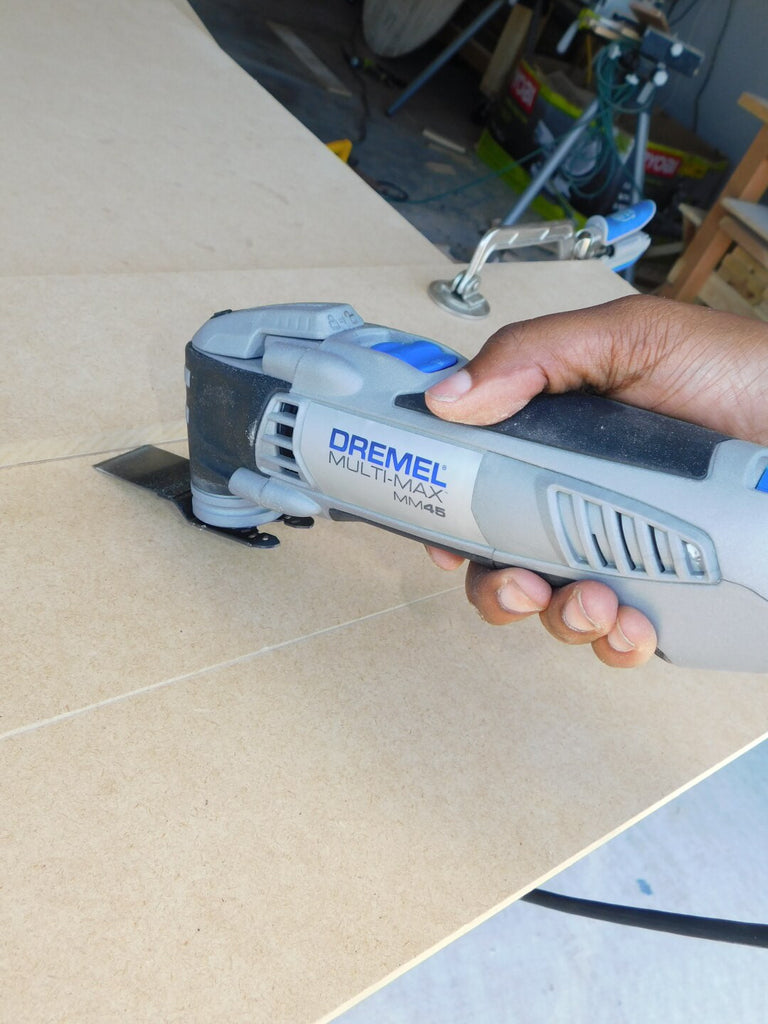 Dremel Tool to create shiplap feature boards for staging