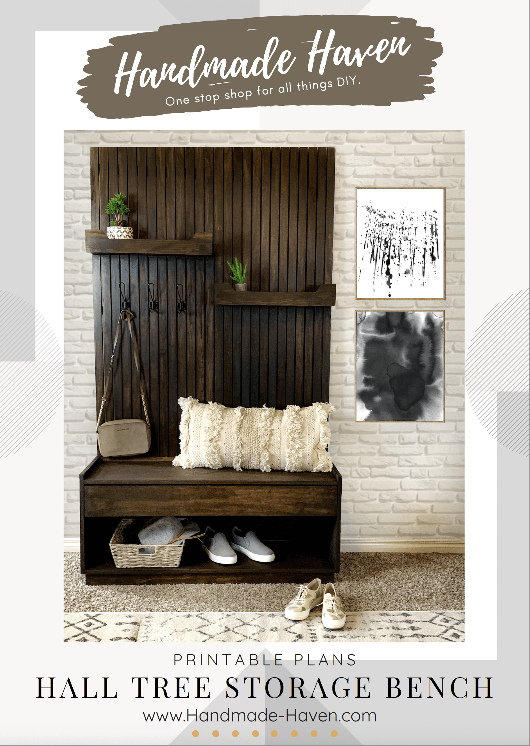 Hall Tree with Storage Bench - Printable Plans – Handmade Haven