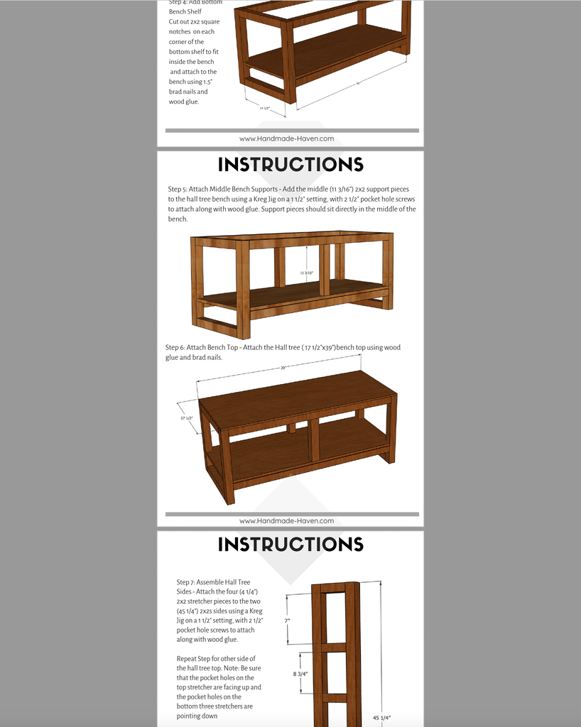 DIY Hall Tree Bench - Printable Plans