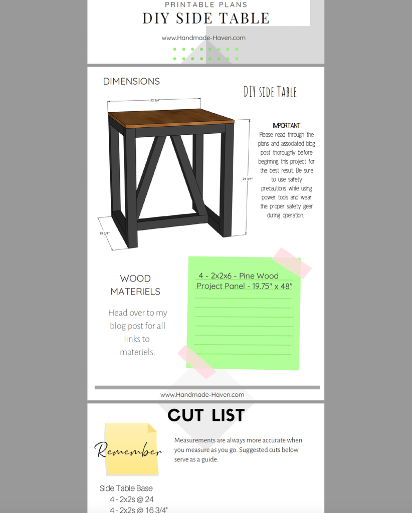 DIY Side Table - Printable Plans