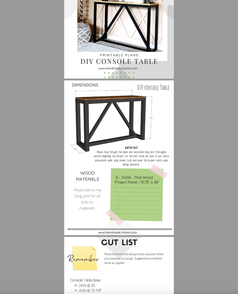 DIY Console Table - Printable Plans